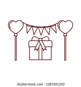 party garland with gift box isolated icon