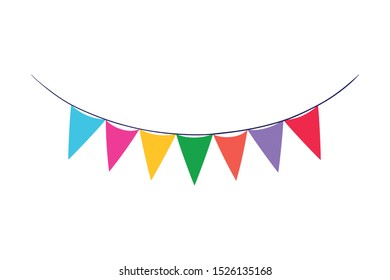 party garland hanging isolated icon vector illustration desing