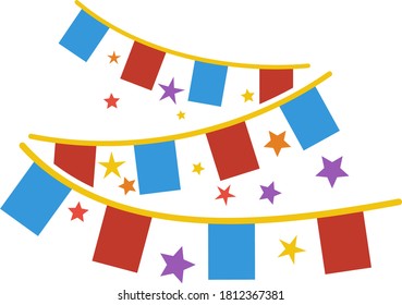 Party Garland Icon. Flat Color Design. Vector Illustration.
