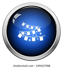 Party Garland Icon. Glossy Button Design. Vector Illustration.