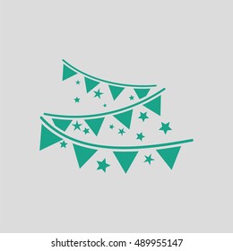 Party garland icon. Gray background with green. Vector illustration.