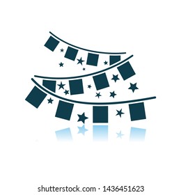 Icono del partido Garland. Diseño de reflexión de sombra. Ilustración vectorial.