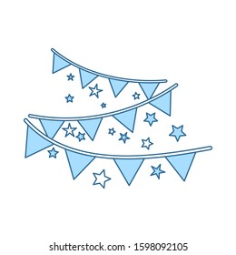 Party Garland Icon. Thin Line With Blue Fill Design. Vector Illustration.