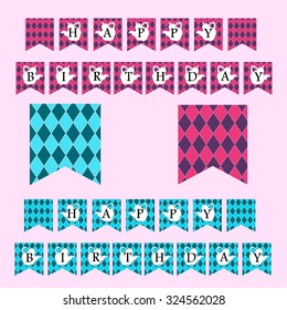 Party Garland Pink Blue Happy Birthday Stock Vector (Royalty Free ...