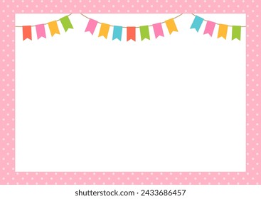 Party Girlande rosa Polka Dots Muster Rahmen Vorlage Hintergrund.