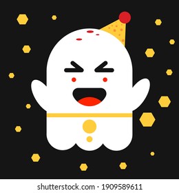 Party ghost cute character, this illustration is cute
