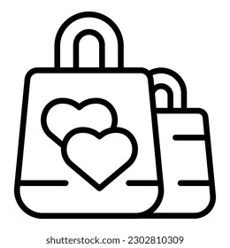 Party gift bags icon outline vector. Special marriage. Event service