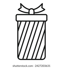 Party gift box icon outline vector. Package ribbon. Party design prize happy