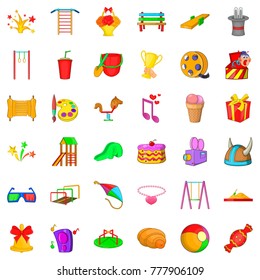 Party gift icons set. Cartoon style of 36 party gift vector icons for web isolated on white background