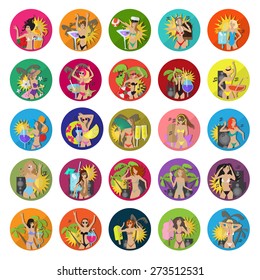 Party Girls Flat Set: Vector Illustration, Graphic Design. For Web, Websites, Print, Presentation Templates And Promotional Materials