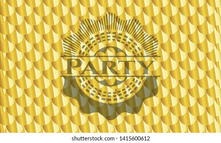 Party gold badge. Scales pattern. Vector Illustration. Detailed.