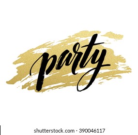 Party golden Brush lettering. Vector illustration EPS10