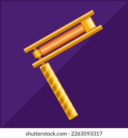 Party golden clapper, bean bag, rattle, a toy that makes noise in cartoon elegant style, vector decorative object for parties and festivals.