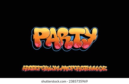 Party Graffiti font, vector illustration.