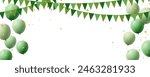 Party green balloon and falling gold confetti national patriotic celebration. Memorial day. greeting