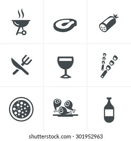 party and grill icon set