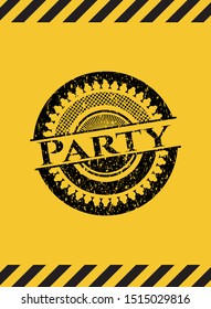 Party grunge warning sign emblem. Vector Illustration. Detailed.