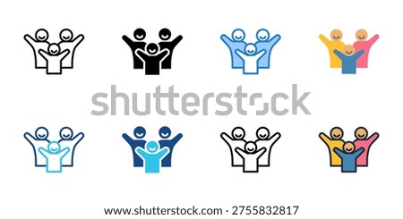 Party guests icons set multiple style collection. Editable stroke 
