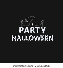 Party Halloween mit Geisterlogo. Vektorelement für Horror-Urlaubsdesign