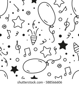 party hand drawn pattern vector