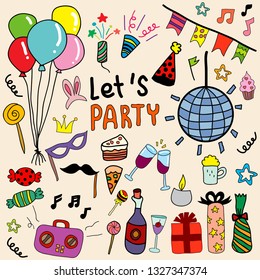 party hand drew colourful