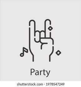 Party Hand Icon Vector Icon.Editable Stroke.linear Style Sign For Use Web Design And Mobile Apps,logo.Symbol Illustration.Pixel Vector Graphics - Vector