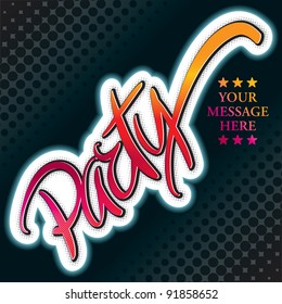 party hand lettering; scalable and editable vector illustration;