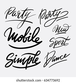 Party hand written typography. Good use for logotype, symbol, cover label, product, brand, poster title or any graphic design you want. Easy to use or change color 