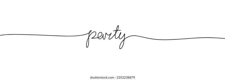 Party handwriting words in one line continuous. Line art short phase. Vector illustration.