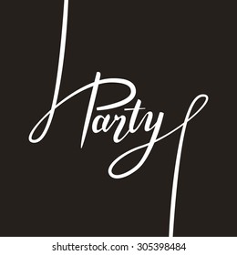 'Party' handwritten text lettering. Vector illustration