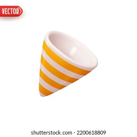 Party hat and birthday cap. Realistic 3d design element In plastic cartoon style. Icon isolated on white background. vector illustration