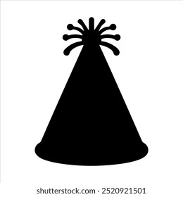 Party hat Black silhouette vector illustration on white background
