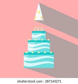 party hat with blue cake