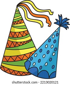 Party Hat Cartoon Colored Clipart Illustration