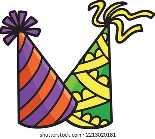 Party Hat Cartoon Colored Clipart Illustration