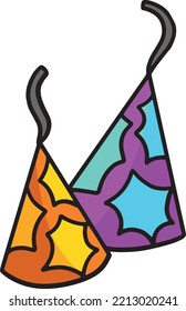 Party Hat Cartoon Colored Clipart Illustration