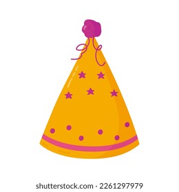 Party hat in cartoon style. Vector birthday cap isolated on white background