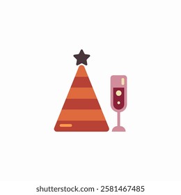 Party hat and champagne glass illustration Vector