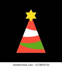 party hat or Christmas tree and star, Merry Christmas filled icon set
