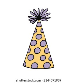 party hat with circles. hand drawn doodle style. 