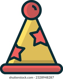 Party Hat Color Line Icon - Single Icon, Vector