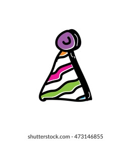 Party hat colored freehand drawn doodle cartoon