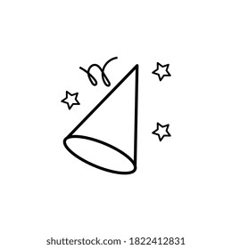 Party hat cone. Accessory, symbol of the holiday.