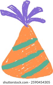 Party Hat Crayon Hand Drawn Vector Illustration