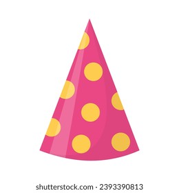 Party hat. Cute birthday cone cap in bright colors. Festive paper cap isolated on white background.