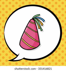 party hat doodle, speech bubble