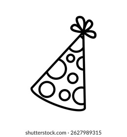 Party Hat Dot Outline style, dotted party hat, great for kid birthday cards, event banners, and party invites.