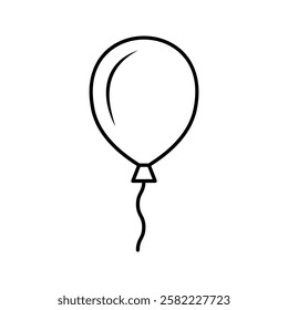 Party hat and festive balloons line icon, outline vector sign, linear style pictogram isolated on white