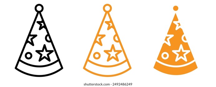 party hat flat editable icon mark set.