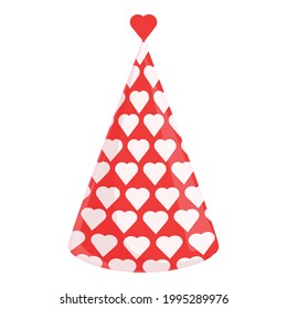 Party hat with hearts icon. Cartoon of Party hat with hearts vector icon for web design isolated on white background